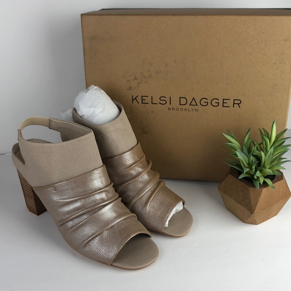 NEW Kelsi Dagger Brooklyn Cardinal Slingback Peep Toe Ankle Boots Heels 8.5